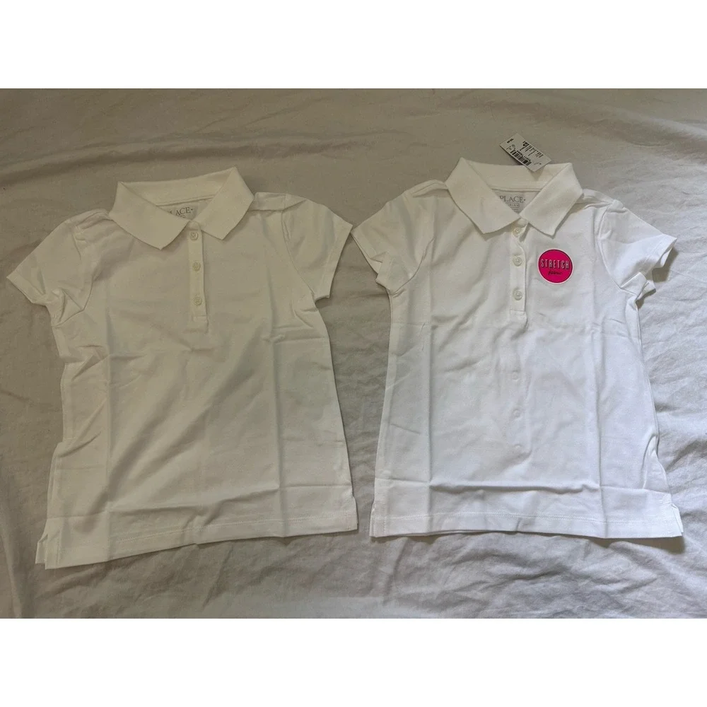 2Pk The Children's Place Polo Shirt Girls S 5/6 White Stretch School Uniform Top